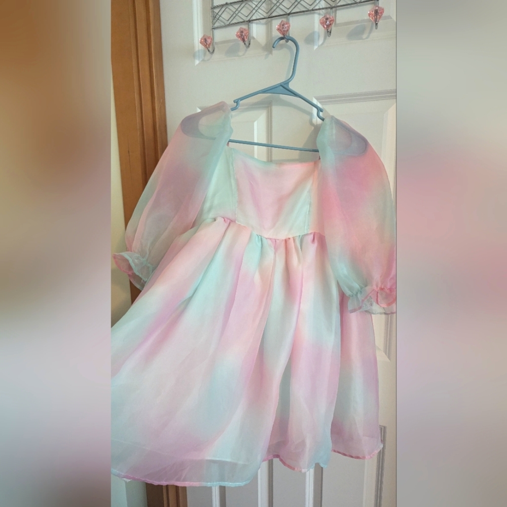 Rainbow Mini Puff Dress size Small